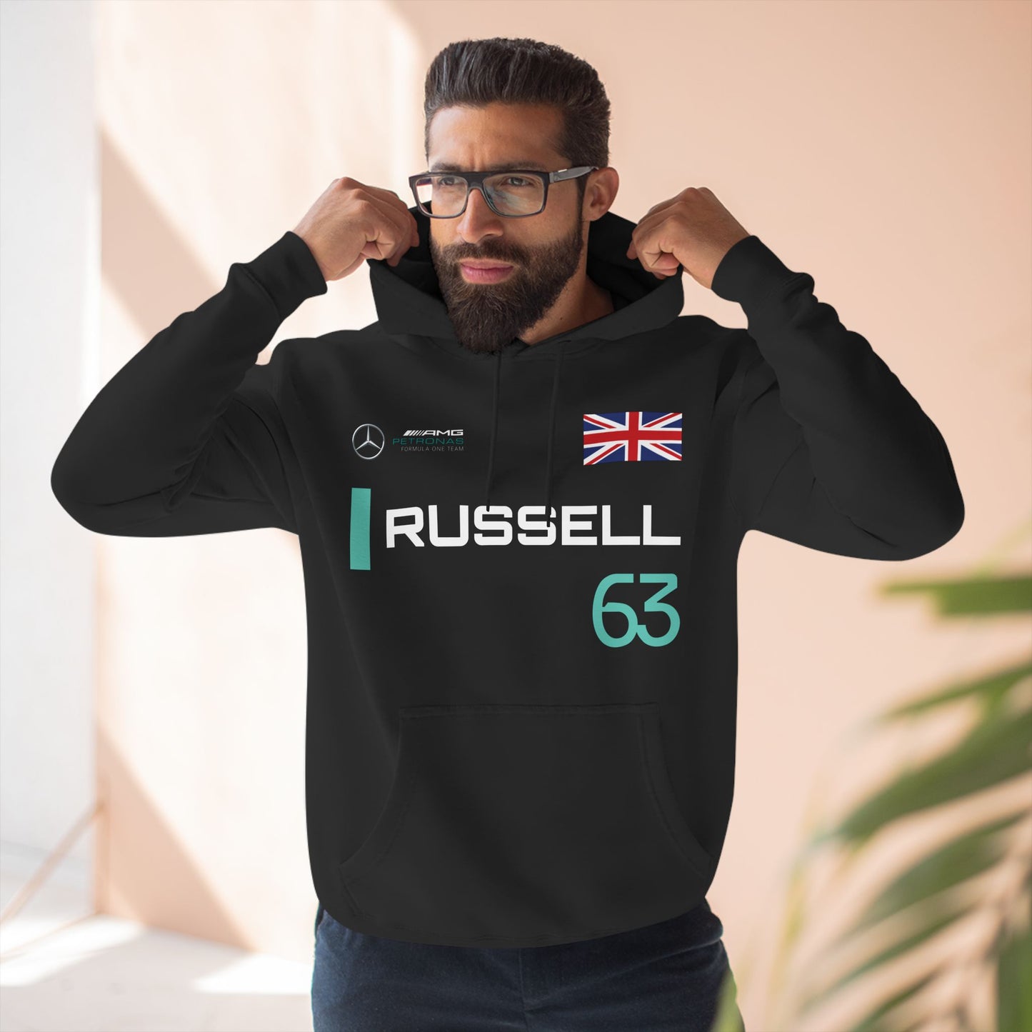 George Russell Formula 1 Three-Panel Fleece Hoodie - Mercedes Fan Gift, F1 Apparel