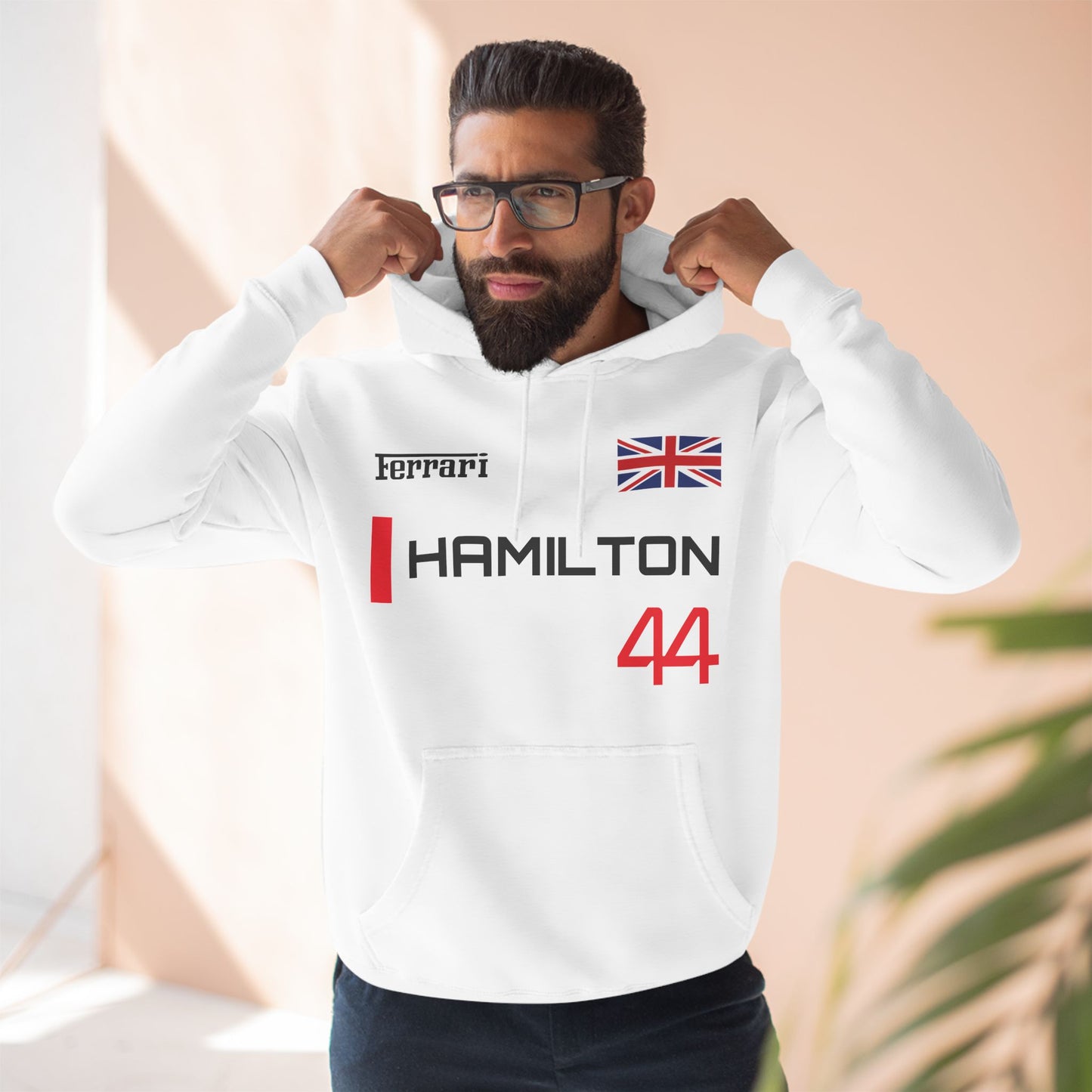 Lewis Hamilton Formula 1 Three-Panel Fleece Hoodie, Ferrari Racing Fan Gift, F1 Apparel, F1 Fan Gift