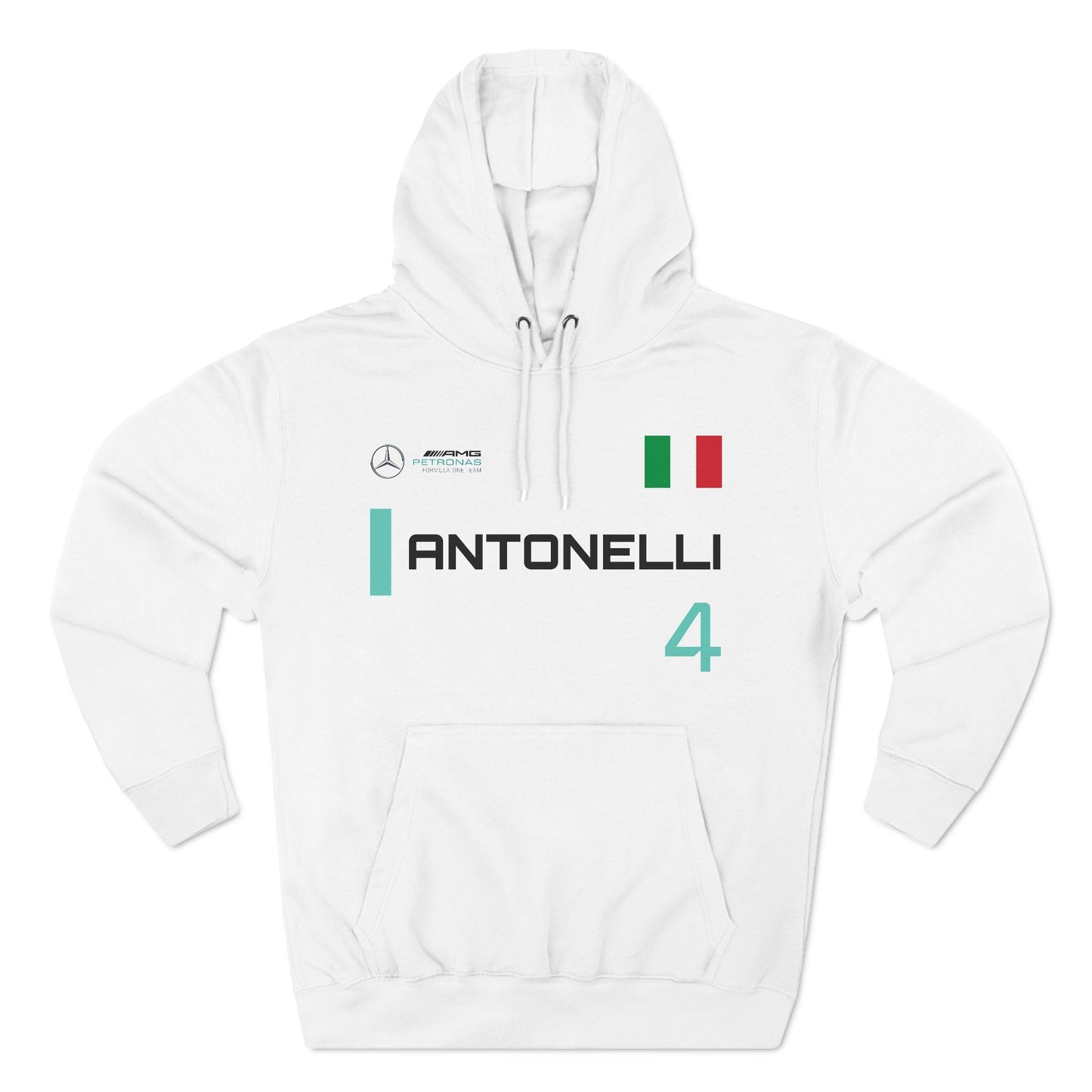 Kimi Antonelli Formula 1 Three-Panel Fleece Hoodie, Mercedes Racing Fan Gift, F1 Apparel